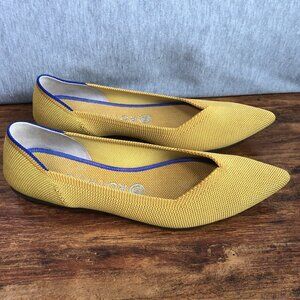 Rothys The Point Flats Fabric Womens Size 9 Yellow Knit Slip On Ballet Shoes